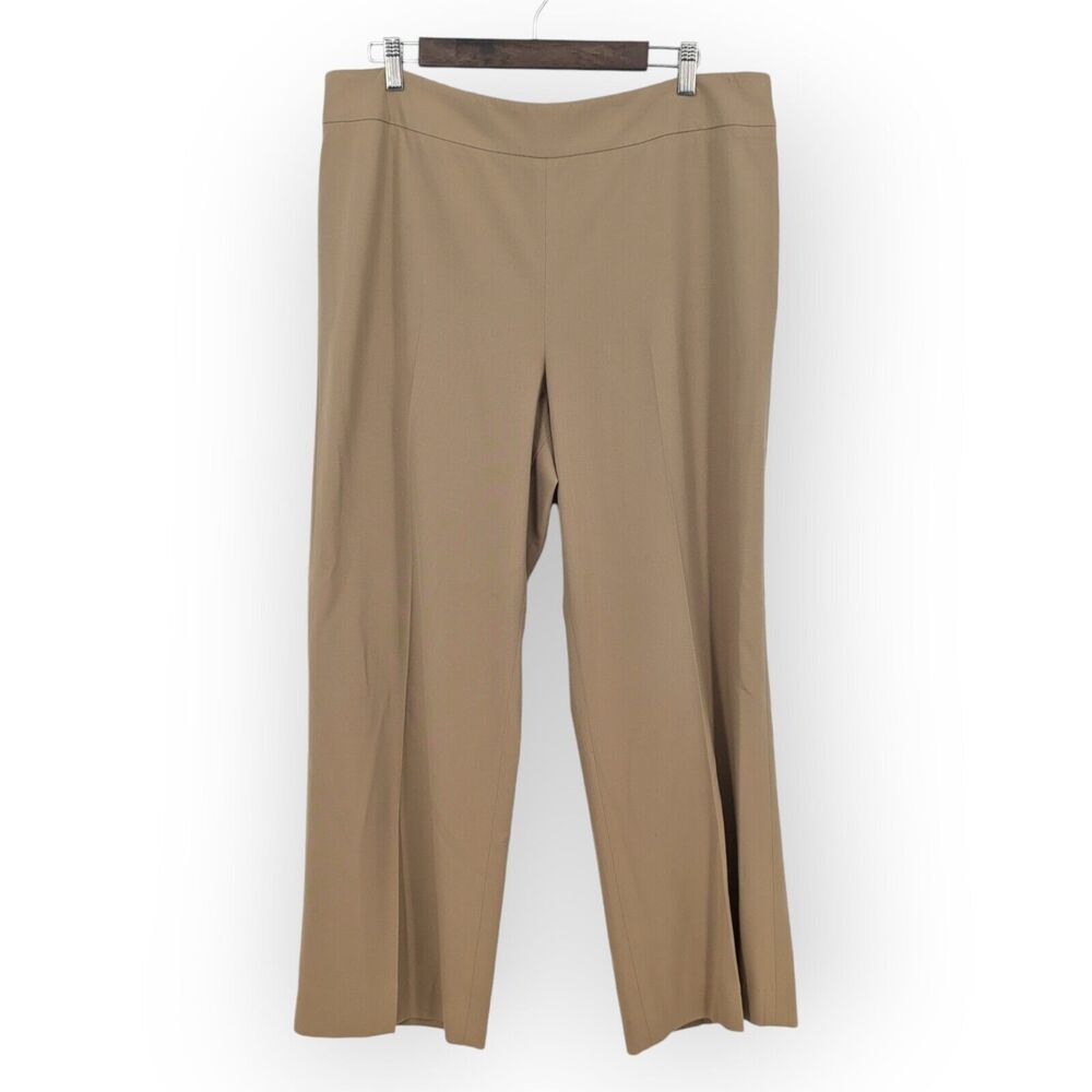 Talbots Classic Side Zip Trouser Pant Size‎ 16 Camel Tan Viscose Wide Leg Career